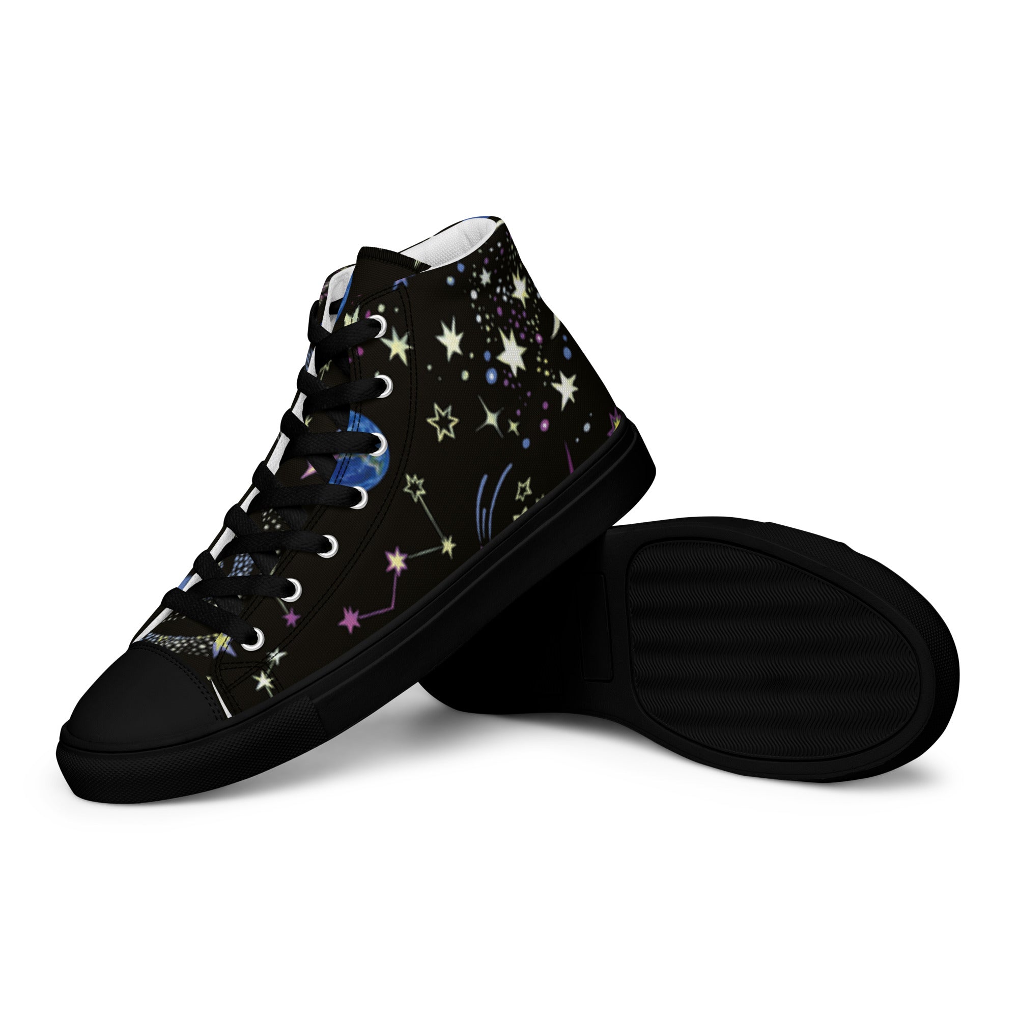 Men's VVNTAGE Graffiti Canvas High Tops (Stars & Planets) - Season 3 - VVNTAGE AVENUE